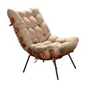 Ver imagem 4 de Poltrona Costela com Puff Base Fixa para Sala, Quarto