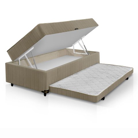 Cama Box Solteiro 3 em 1 New Magnifico Teen Colchões Sensor Bege/Branco