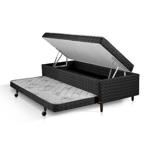 Cama Box Solteiro 3 em 1 Elite Teen Colchões Sensor Preto/Branco