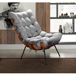 Poltrona Costela com Puff Base Fixa para Sala, Quarto - 7