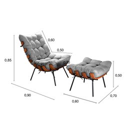 Poltrona Costela com Puff Base Fixa para Sala, Quarto - 3