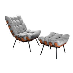 Poltrona Costela com Puff Base Fixa para Sala, Quarto - 2