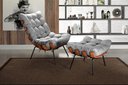 Ver imagem 1 de Poltrona Costela com Puff Base Fixa para Sala, Quarto Cinza
