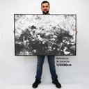 Ver imagem 2 de Quadro Decorativo em Canvas Abstrato Preto e Branco TaColado Moldura Flutuante 4,5cm Preta 120 x 80c