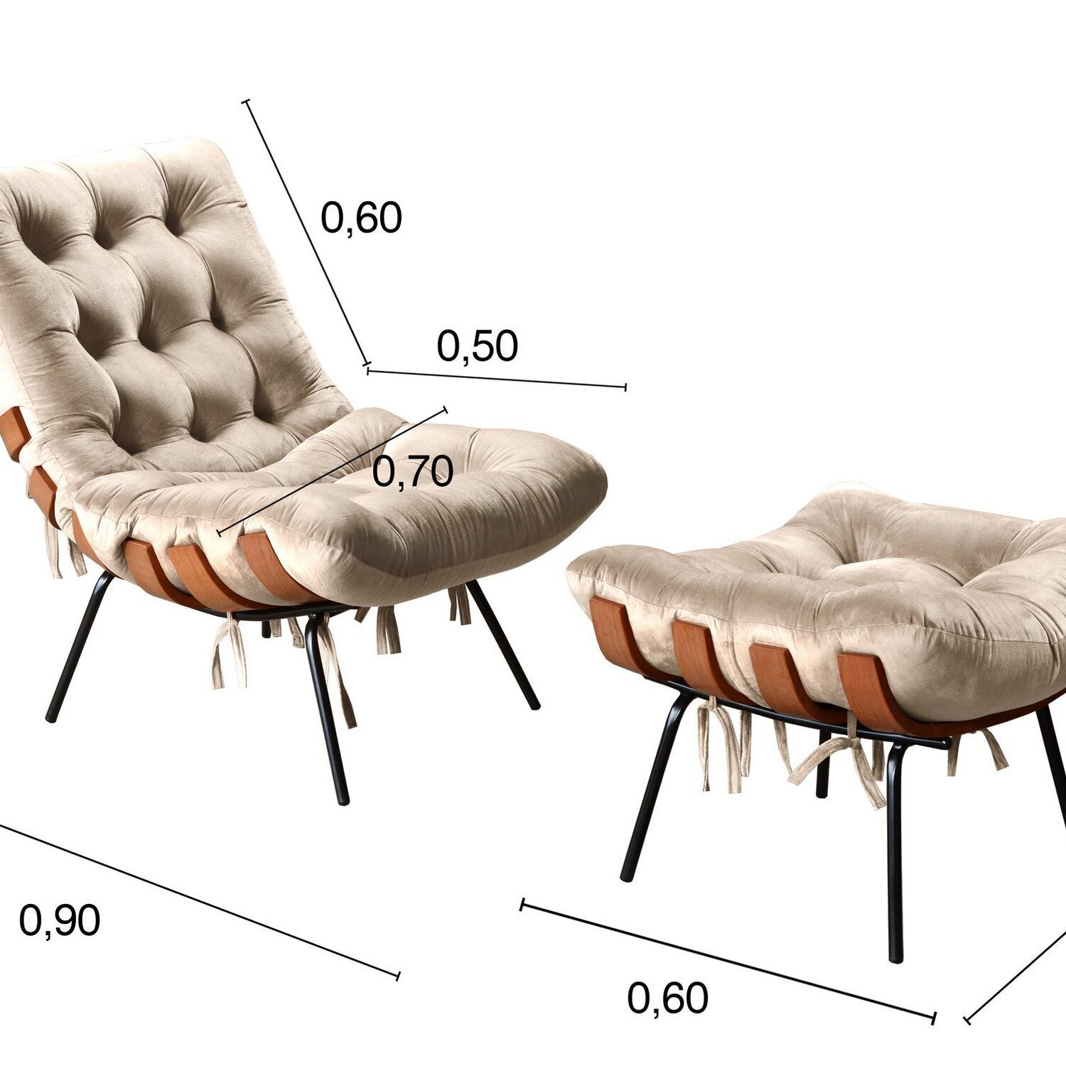 Poltrona Costela com Puff Base Fixa para Sala, Quarto - 3