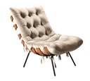 Ver imagem 4 de Poltrona Costela com Puff Base Fixa para Sala, Quarto Bege Claro