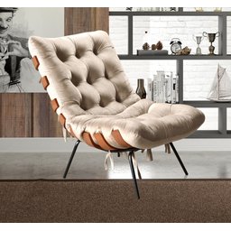 Poltrona Costela com Puff Base Fixa para Sala, Quarto - 7