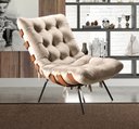 Ver imagem 7 de Poltrona Costela com Puff Base Fixa para Sala, Quarto Bege Claro