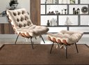 Ver imagem 1 de Poltrona Costela com Puff Base Fixa para Sala, Quarto Bege Claro