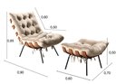 Ver imagem 3 de Poltrona Costela com Puff Base Fixa para Sala, Quarto Bege Claro