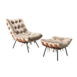 Poltrona Costela com Puff Base Fixa para Sala, Quarto - 2