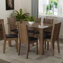 Ver imagem 1 de Conjunto Sala de Jantar Mesa Tampo de Vidro 6 Cadeiras Rustic-sintético Preto