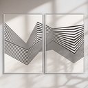 Ver imagem 1 de Quadro Decorativo Abstrato Linhas Kit 2 Quadros