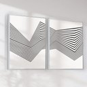 Ver imagem 2 de Quadro Decorativo Abstrato Linhas Kit 2 Quadros