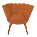 Ver imagem 3 de Poltrona Decorativa Pétala de Flor Veludo Laranja Pés Palito Madeira Maciça