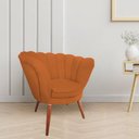 Ver imagem 2 de Poltrona Decorativa Pétala de Flor Veludo Laranja Pés Palito Madeira Maciça