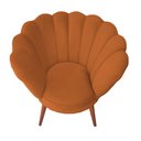 Ver imagem 4 de Poltrona Decorativa Pétala de Flor Veludo Laranja Pés Palito Madeira Maciça
