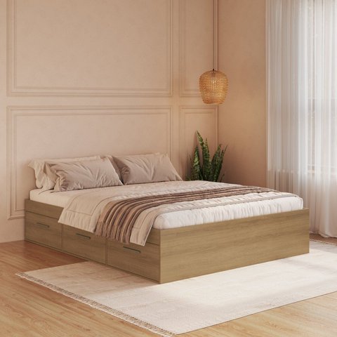 Cama de Casal Queen com 6 Gavetas Genebra