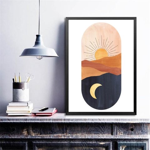 Quadro Boho Day And Night 24x18cm:madeira Branca