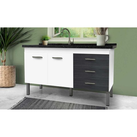Armario Cozinha 144cm Euro Branco/ebano Fimap