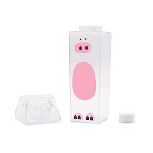 Garrafa Infantil Transparente C/ Rosca 500ml Mod. Leite - Porco
