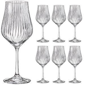 Jogo 6 Taças Água Cristal Titânio Bohemia Tulipa Optic 450ml