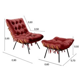 Poltrona Costela com Puff Base Fixa para Sala, Quarto - 3