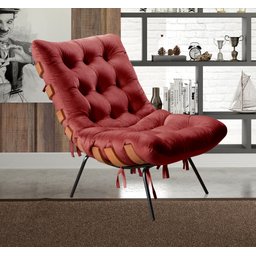 Poltrona Costela com Puff Base Fixa para Sala, Quarto - 7