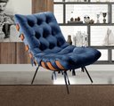 Ver imagem 7 de Poltrona Costela com Puff Base Fixa para Sala, Quarto Azul Marinho