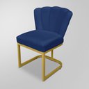 Ver imagem 2 de Kit 02 Cadeira Escritório/recepção Flor - Base Ferro Dourado - Azul Marinho