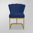 Ver imagem 4 de Kit 02 Cadeira Escritório/recepção Flor - Base Ferro Dourado - Azul Marinho