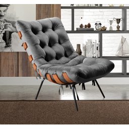 Poltrona Costela com Puff Base Fixa para Sala, Quarto - 7