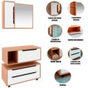 Ver imagem 2 de Kit Gabinete Balcão e Espelheira de Banheiro 80 cm Karina Amêndoa/Branco