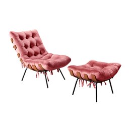 Poltrona Costela com Puff Base Fixa para Sala, Quarto - 2