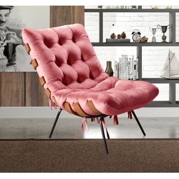 Poltrona Costela com Puff Base Fixa para Sala, Quarto - 7