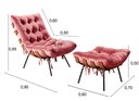 Ver imagem 3 de Poltrona Costela com Puff Base Fixa para Sala, Quarto Rosa