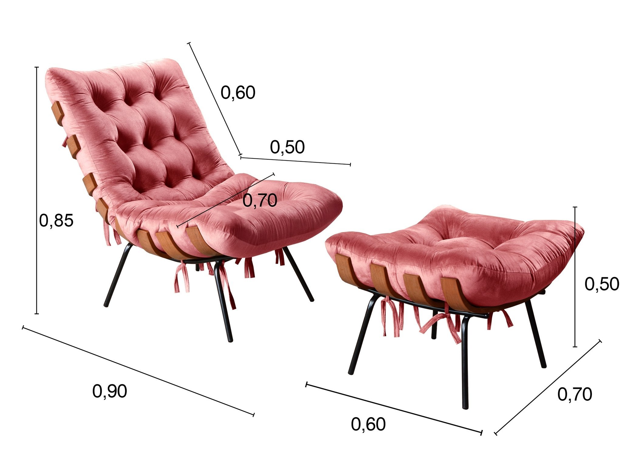 Poltrona Costela com Puff Base Fixa para Sala, Quarto - 3