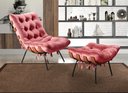 Ver imagem 1 de Poltrona Costela com Puff Base Fixa para Sala, Quarto Rosa