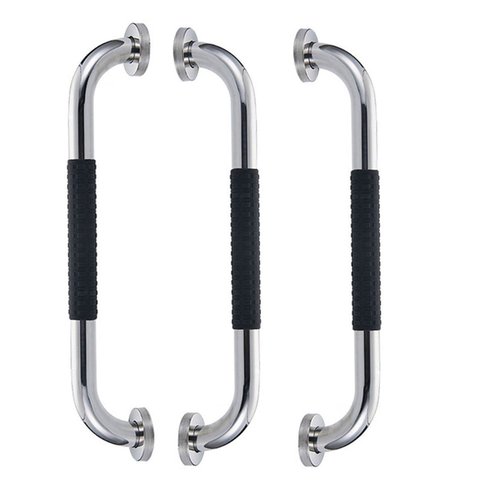 Barra de Apoio 30cm Inox Kit 3 unidades Superficie Antiderrapante Idoso Cadeirante Gestante Criança 