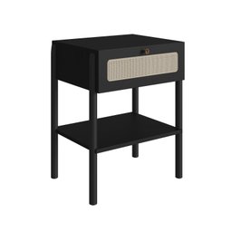 Mesa de Cabeceira 1 Gaveta Palhinha Pé Madeira Oslo  - 2