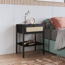 Ver imagem 1 de Mesa de Cabeceira 1 Gaveta Palhinha Pé Madeira Oslo Preto