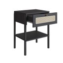 Ver imagem 4 de Mesa de Cabeceira 1 Gaveta Palhinha Pé Madeira Oslo Preto