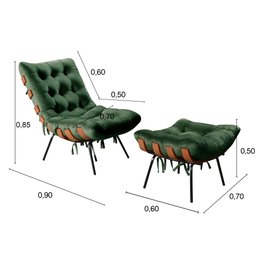 Poltrona Costela com Puff Base Fixa para Sala, Quarto - 3
