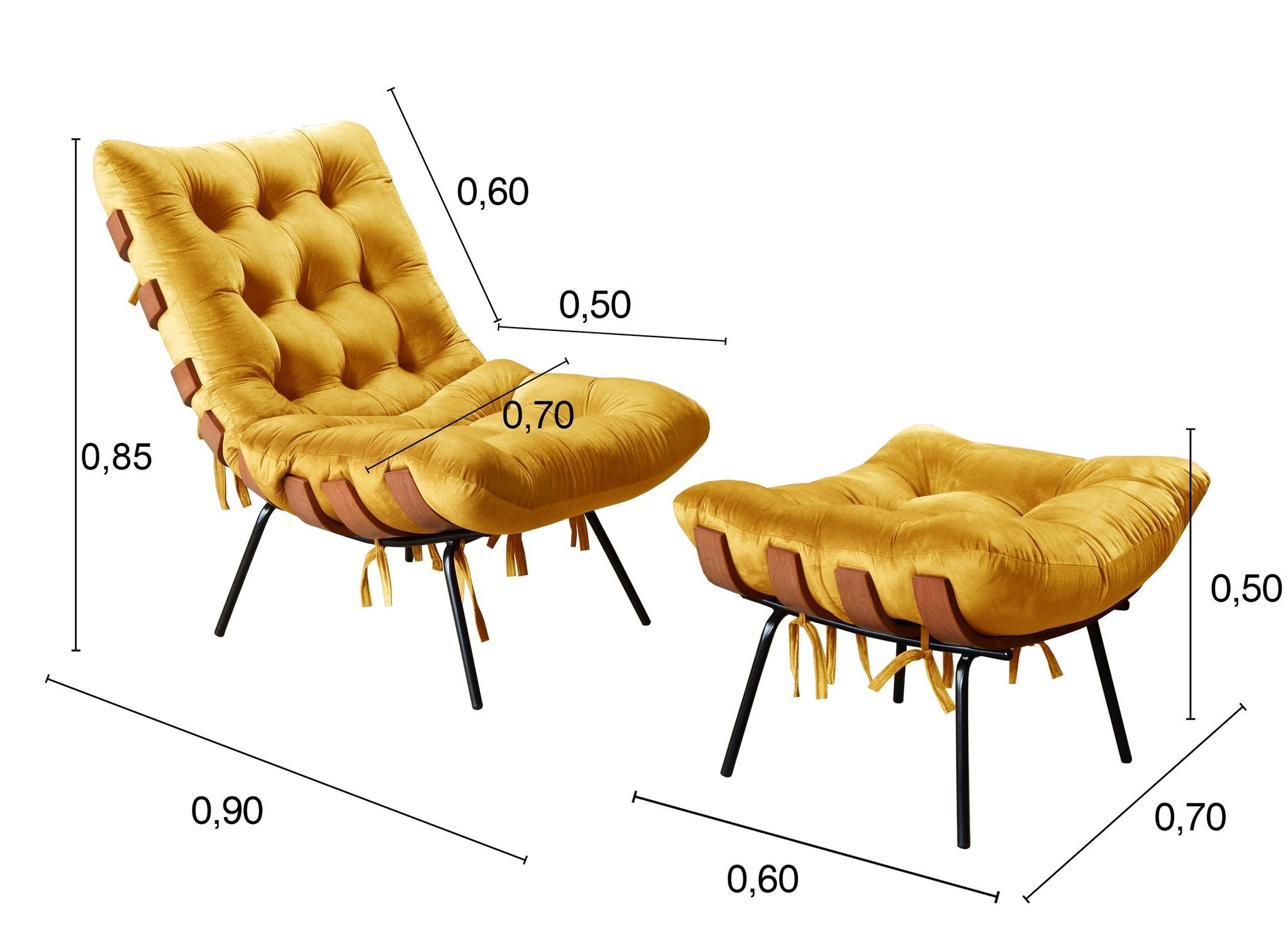 Poltrona Costela com Puff Base Fixa para Sala, Quarto - 3