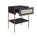 Ver imagem 5 de Mesa de Cabeceira 1 Gaveta Palhinha Pé Metal Oslo Preto