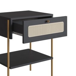 Mesa de Cabeceira 1 Gaveta Palhinha Pé Metal Oslo - 6