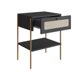 Mesa de Cabeceira 1 Gaveta Palhinha Pé Metal Oslo - 5