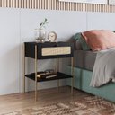 Ver imagem 1 de Mesa de Cabeceira 1 Gaveta Palhinha Pé Metal Oslo Preto