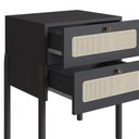 Ver imagem 7 de Mesa de Cabeceira 2 Gavetas Palhinha Pé Madeira Oslo Preto
