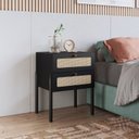 Ver imagem 1 de Mesa de Cabeceira 2 Gavetas Palhinha Pé Madeira Oslo